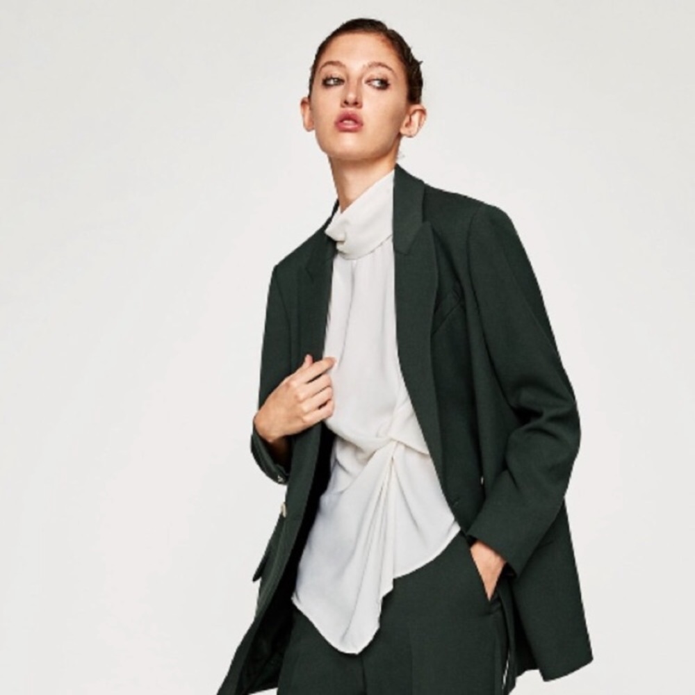 Zara High Neck Draped White Top